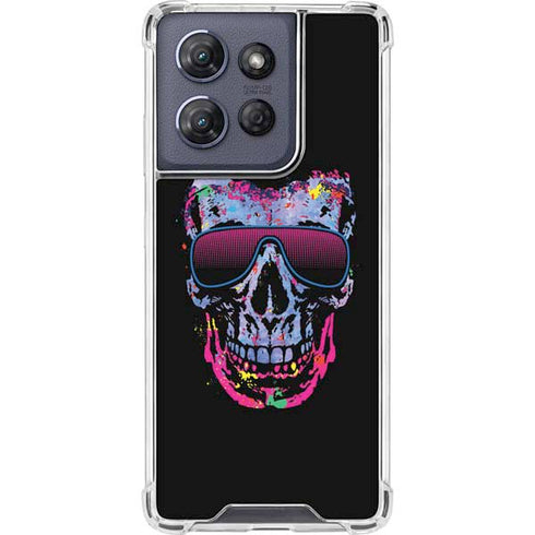 Liquid Blue Neon Skull with Glasses Moto G Play 5G (2025) Clear Case